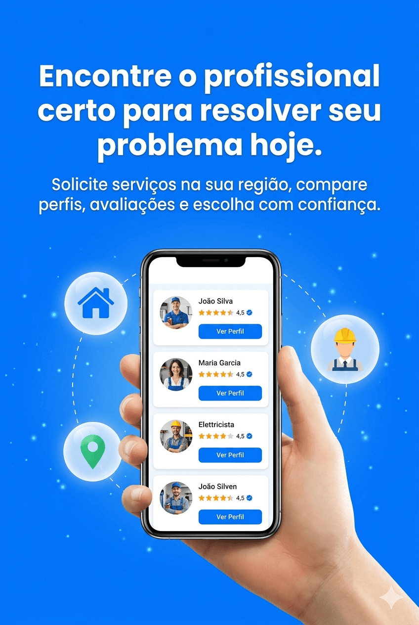 Encontre o profissional certo para resolver seu problema hoje.